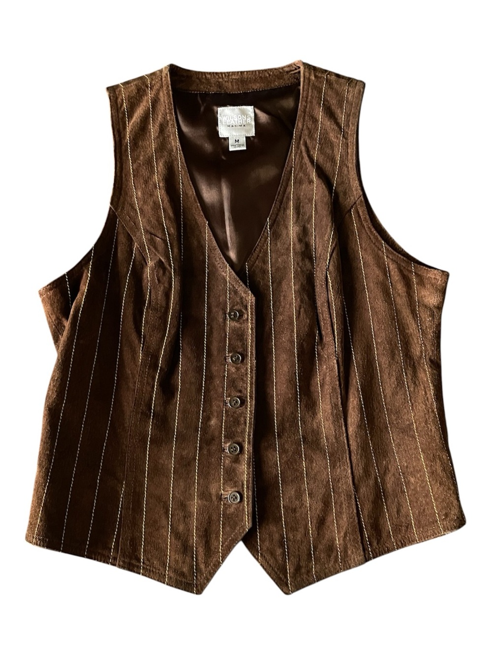 Wilson’s chocolate brown suede striped vest M